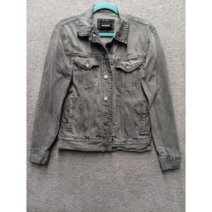 Express Women's Gray Denim Jacket Cotton Trucker Style Size S